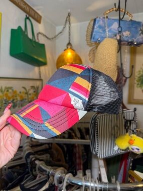 Billabong Multicolor Geometric Trucker Hat - Red, Pink, Blue, Yellow